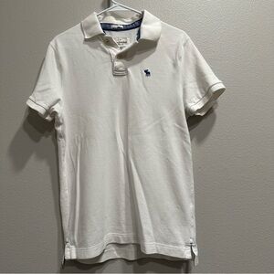 Abercrombie & Fitch Men's White Polo Shirt,XL,muscle,preppy,academia